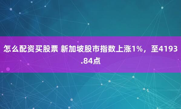 怎么配资买股票 新加坡股市指数上涨1%，至4193.84点