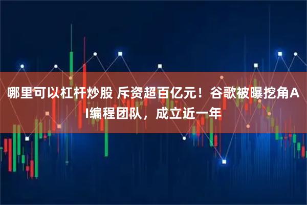 哪里可以杠杆炒股 斥资超百亿元！谷歌被曝挖角AI编程团队，成立近一年